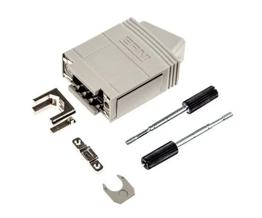 63-7433-15 ERNI KSG 200 Series PC Right Angle D-sub Connector Backshell, 9 Way 63389
