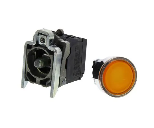 63-7512-06 Schneider Electric, Harmony XB4 Illuminated Orange Round Push Button, NO/NC, 22mm Spring Return Screw XB4BW35B5