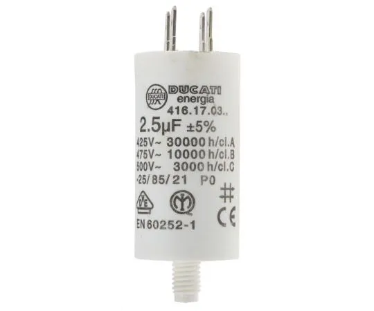63-7386-88 Ducati Energia 2.5μF Power Electronic Capacitors (PEC) 450V ac ±5% Tolerance Plug In 4.16.17 Series 4.16.17.03.64
