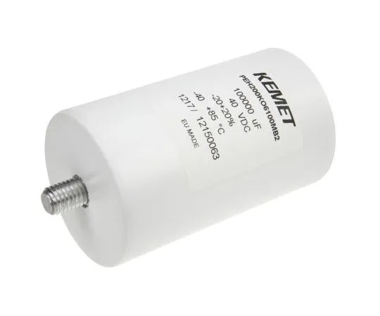 63-7541-21 KEMET 0.1F 40V dc Aluminium Electrolytic Capacitor, Stud Mount 66.6 x 109.2mm +85°C 66.6mm 109.2mm PEH200KO6100MB2
