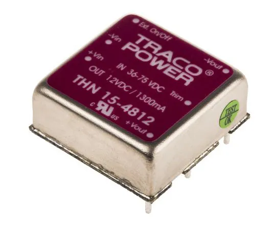 63-7357-90 TRACOPOWER THN 15 15W Isolated DC-DC Converter Through Hole, Voltage in 36 → 75 V dc, Voltage out 12V dc THN 15-4812