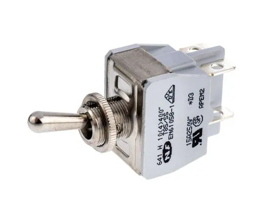63-7458-72 APEM Double Pole Single Throw (DPST) Toggle Switch, Latching, Panel Mount 641H/2