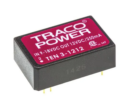 63-7429-13 TRACOPOWER TEN 3 3W Isolated DC-DC Converter Through Hole, Voltage in 9 → 18 V dc, Voltage out 12V dc TEN 3-1212