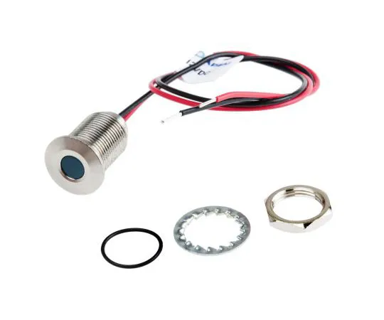 63-7371-18 RS PRO Blue Indicator, 10.8 → 13.2 V dc, 10mm Mounting Hole Size, Lead Wires Termination, IP67 139-3359