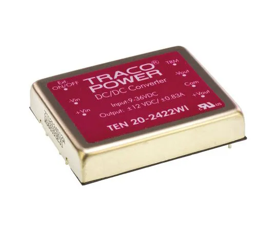63-7537-51 TRACOPOWER TEN 20WI 20W Isolated DC-DC Converter Through Hole, Voltage in 9 → 36 V dc, Voltage out ±12V dc TEN 20-2422WI
