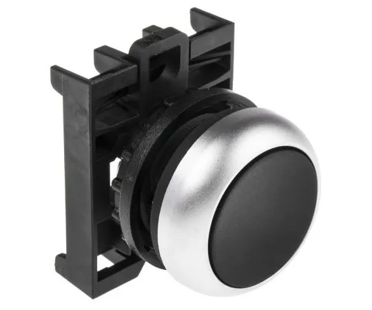 63-7526-43 Eaton M22 Series, Black Push Button Head, Momentary, 22mm Cutout 78635764 & M22-D-S+M22-A