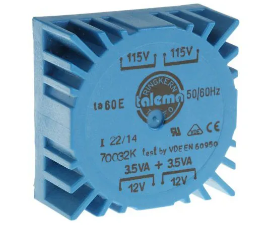 63-7433-03 2 Output Toroidal Transformer, 7VA, 2 x 12V ac 70032K