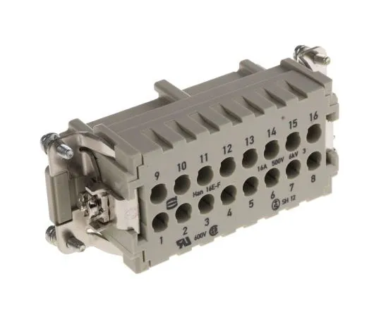 63-7509-08 Han E Series size 16 A Connector Insert, Female, 16 Way, 16A, 500 V 0933016270202