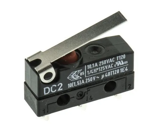 63-7470-81 SPDT-NO/NC Hinge Lever Microswitch, 10.1 A @ 250 V ac DC2C-A1LB