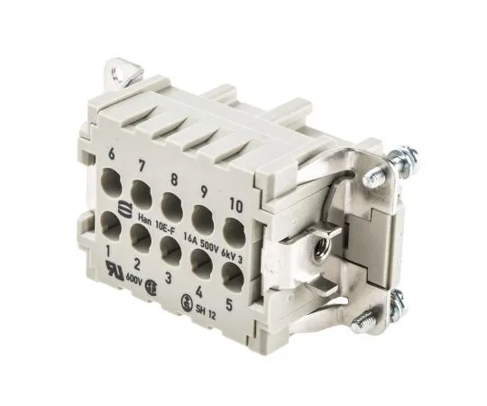 63-7509-07 Han E Series size 16 A Connector Insert, Female, 10 Way, 10A, 500 V 9330102702