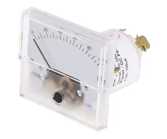 63-7417-92 Sifam Analogue Panel Ammeter 100μA DC, 20.2mm x 42.4mm, ±2.5 % Moving Coil IS 10992