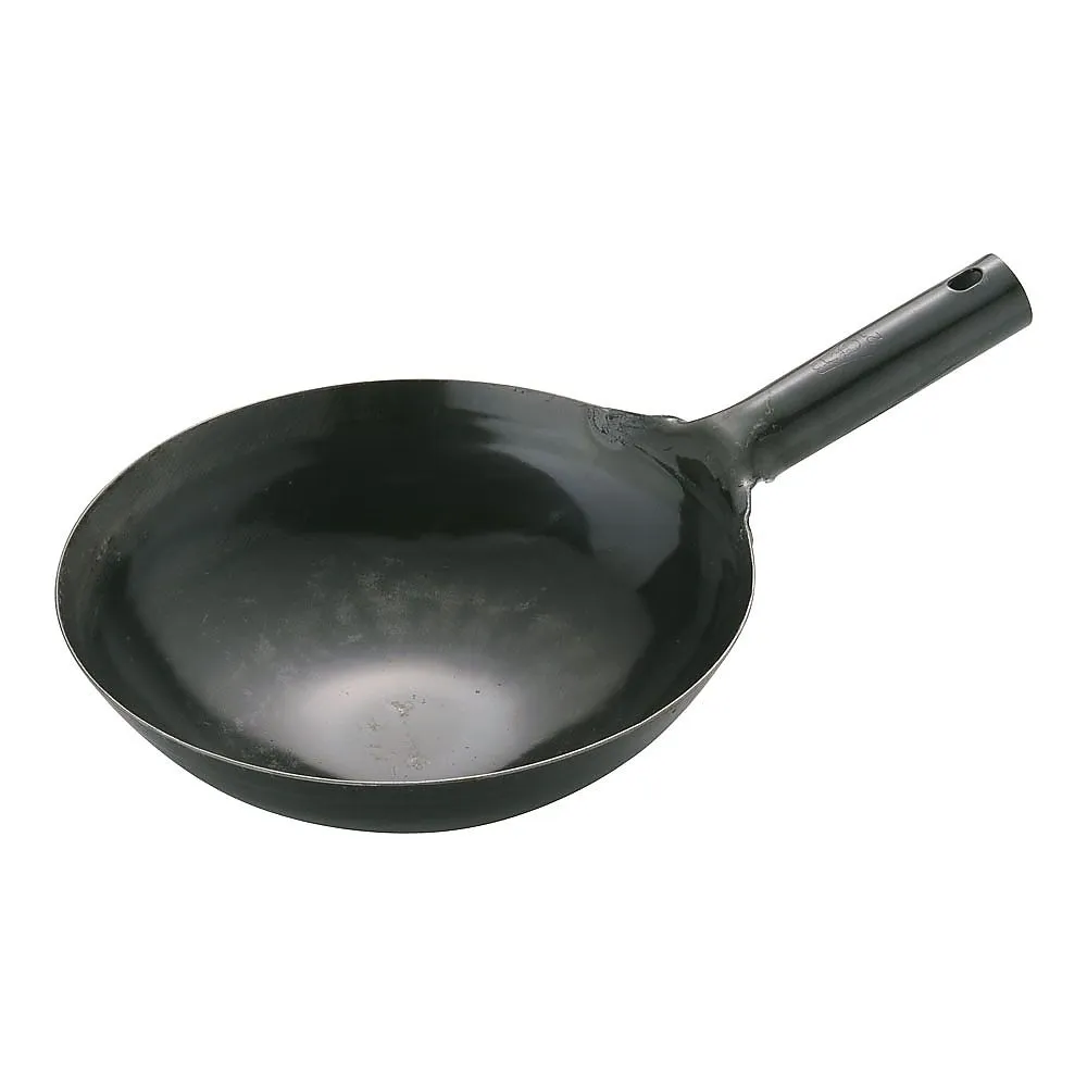 62-6444-52 Yamada Iron Plate One-Handed Wok (Plate Thickness 1.6 mm) 27 cm