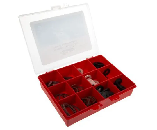 63-7527-87 RS PRO 100 x Washer & Seal Kit, 12 Compartments, Kit Contents 1/2 in Ball Valve Seat Fibre Washer, 1/2 in Shower Hose L08HP12FW-RS