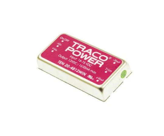 63-7357-97 TRACOPOWER TEN 20WIN 20W Isolated DC-DC Converter Through Hole, Voltage in 18 → 75 V dc, Voltage out 12V dc TEN 20-4812WIN
