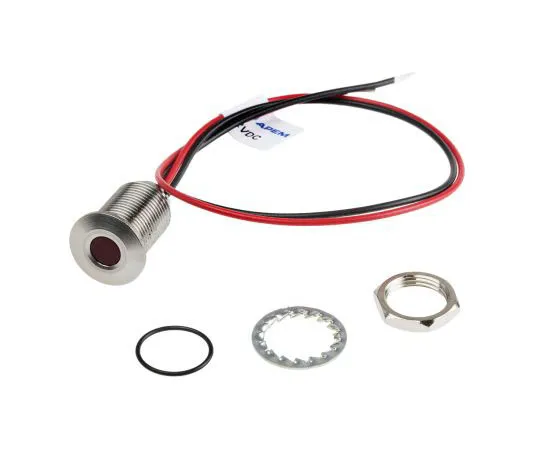 63-7371-09 RS PRO Red Indicator, 10.8 → 13.2 V dc, 10mm Mounting Hole Size, Lead Wires Termination, IP67 139-3349