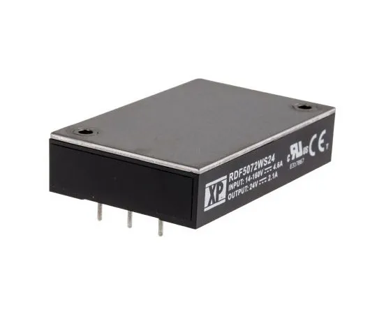 63-7397-15 XP Power RDF50 50W Isolated DC-DC Converter Through Hole, Voltage in 14 → 160 V dc, Voltage out 24V dc Railway RDF5072WS24