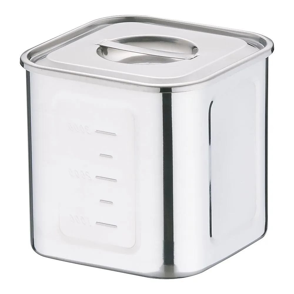 62-6386-11 18-8 Deep Square Kitchen Pot with Scale 16.5 cm AKK06016