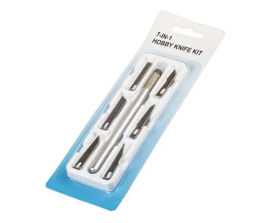 63-7516-11 Craft Knife Set With 6 Blades, Square; Flat; Rounded; Diagonal and 1 Handles Aluminium 381-4868