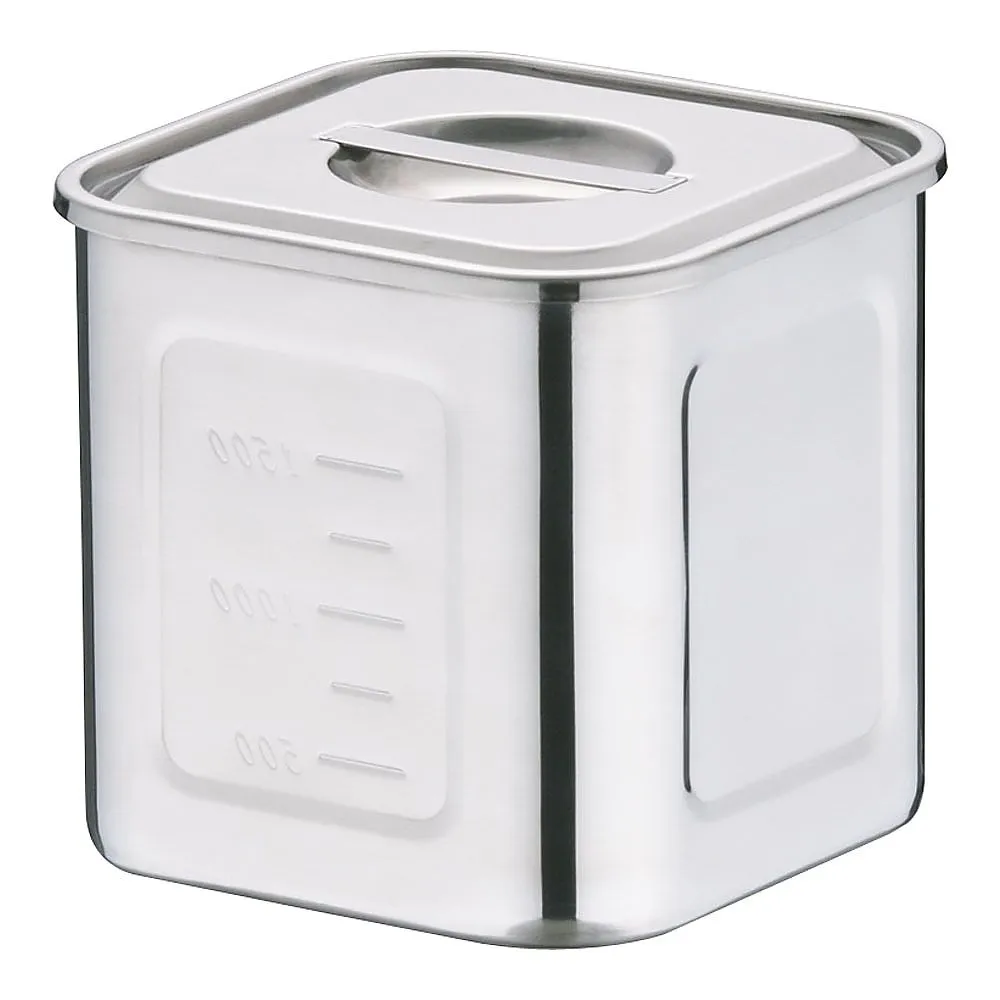 62-6386-09 18-8 Deep Square Kitchen Pot with Scale 13.5 cm AKK06013