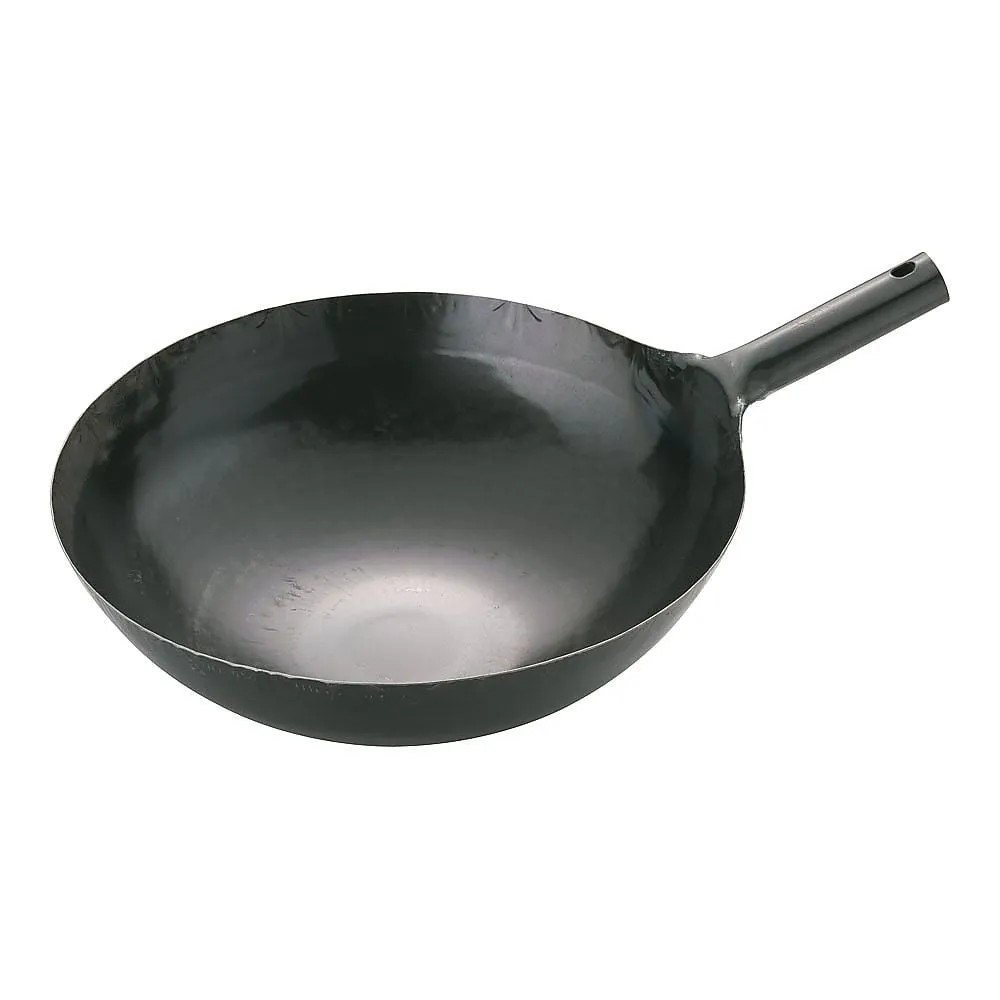 62-6444-48 Yamada Iron Plate One-Handed Wok (Plate Thickness 1.2 mm) 39 cm