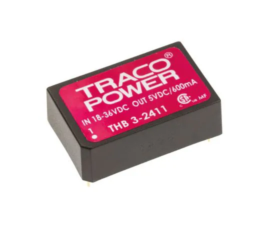 63-7357-50 TRACOPOWER THB 3 3W Isolated DC-DC Converter Through Hole, Voltage in 18 → 36 V dc, Voltage out 5V dc Medical THB 3-2411