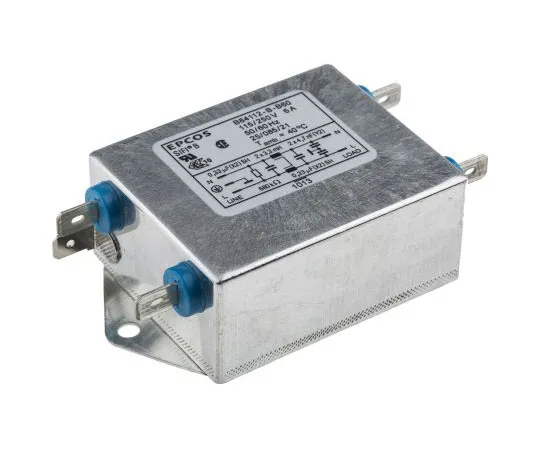 63-7427-18 EPCOS B84112B Series 6A 250 V ac 50 → 60Hz Chassis Mount RFI Filter, with Screw Terminals, Single Phase B84112B0000B060
