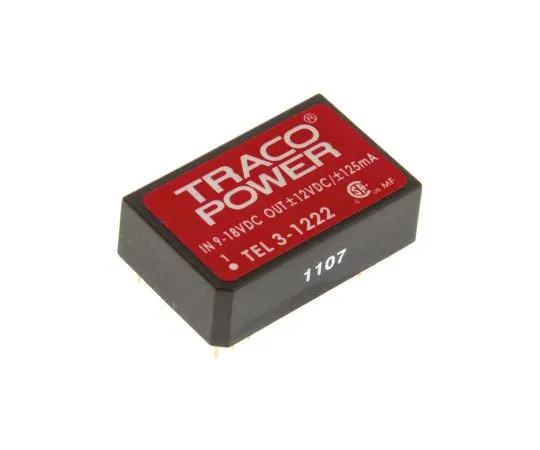 63-7524-62 TRACOPOWER TEL 3 3W Isolated DC-DC Converter Through Hole, Voltage in 9 → 18 V dc, Voltage out ±12V dc TEL 3-1222