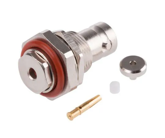 63-7475-15 Radiall Straight 50Ω Panel Mount BNC Connector, jack, Nickel, Clamp Termination, RG179, RG187, RG188, RG316 R141324000
