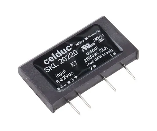 63-7512-01 Celduc 25 A Solid State Relay, Zero Crossing, PCB Mount, Thyristor, 280 V ac Maximum Load SKL20220