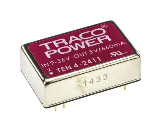 63-7500-91 TRACOPOWER TEN 4 4W Isolated DC-DC Converter Through Hole, Voltage in 9 → 36 V dc, Voltage out 5V dc TEN 4-2411