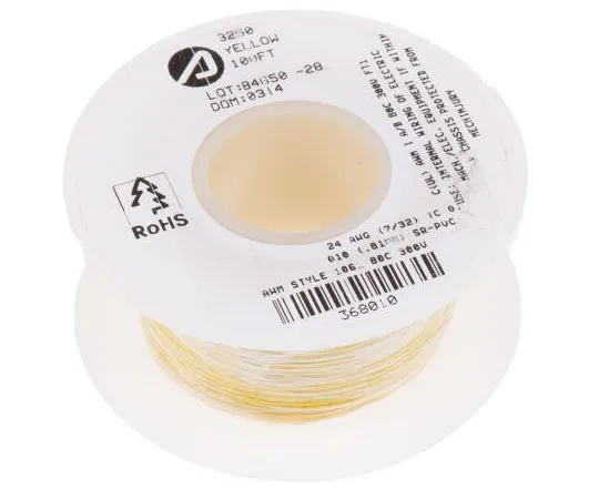 63-7390-27 Alpha Wire Yellow Hook Up Wire UL1061, 0.2 mm², 300 V 24 AWG, 30m 3250 YL005