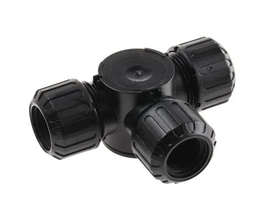 63-7412-34 Adaptaflex T Piece Cable Conduit Fitting, Nylon 66 Black 16mm nominal size IP66, IP67 M16 7TCA296000R1650 ASF16X3/T/BL