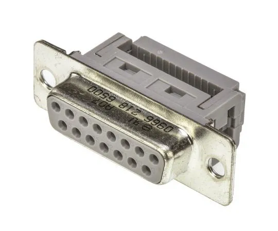 63-7539-02 Harting D-Sub Standard Series 2.77mm Pitch 15 Way IDC D-Sub Ribbon Cable Connector, Socket, Metal Shell 9662186500