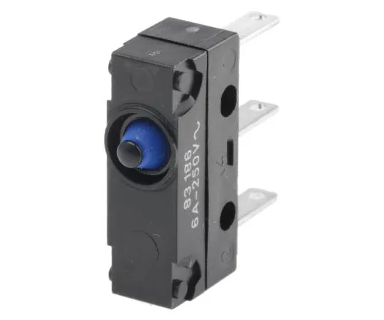 63-7483-19 SPDT-NO/NC Button Microswitch, 6 A @ 250 V ac 83 186 002