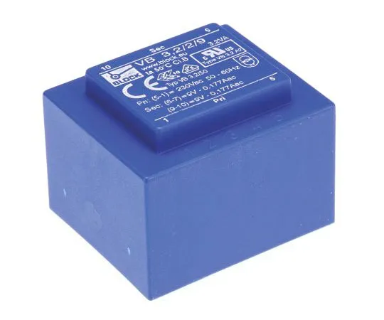 63-7500-82 9V ac 2 Output Through Hole PCB Transformer, 3.2VA VB 3.2/2/9