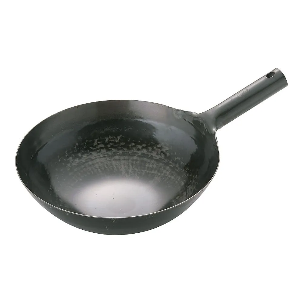 62-6444-53 Yamada Iron Plate One-Handed Wok (Plate Thickness 1.6 mm) 30 cm