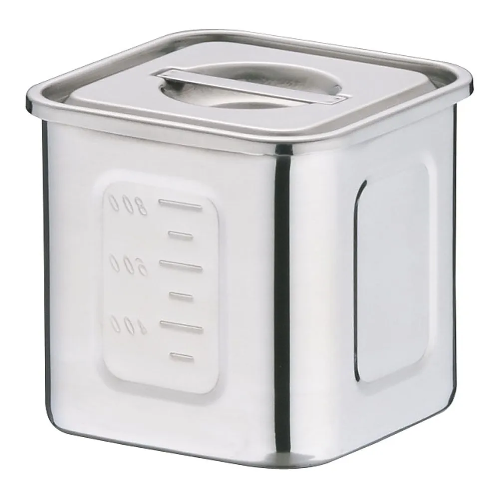 62-6386-07 18-8 Deep Square Kitchen Pot with Scale 10.5 cm AKK06010
