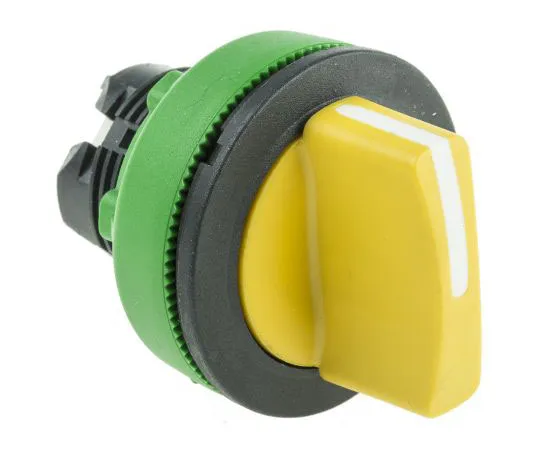 63-7389-22 Schneider Electric Harmony XB5 2 Position Selector Switch Head Standard Handle Yellow Spring Return Right to Left ZB5FD405
