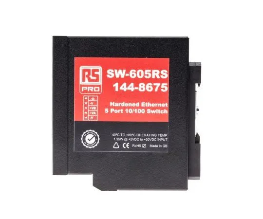 63-7374-30 RS PRO 5 RJ45 port DIN Rail Mount Ethernet Switch, 10/100Mbit/s 144-8675