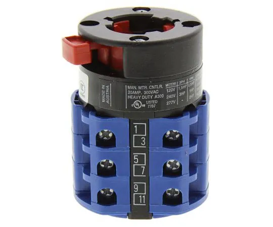 63-7431-80 Kraus & Naimer, 3P 3 Position 60° Rotary Switch, 690 V, 20 A, Knob, Spring Return Actuator CA10A216/GBA001*FT