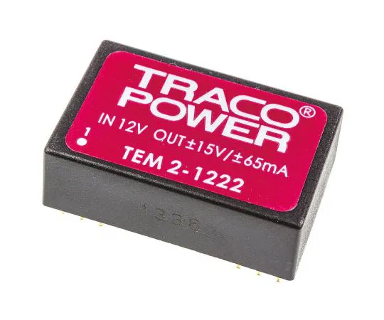 63-7379-78 TRACOPOWER TEM 2 2W Isolated DC-DC Converter Through Hole, Voltage in 10.8 → 13.2 V dc, Voltage out ±15V dc TEM 2-1222