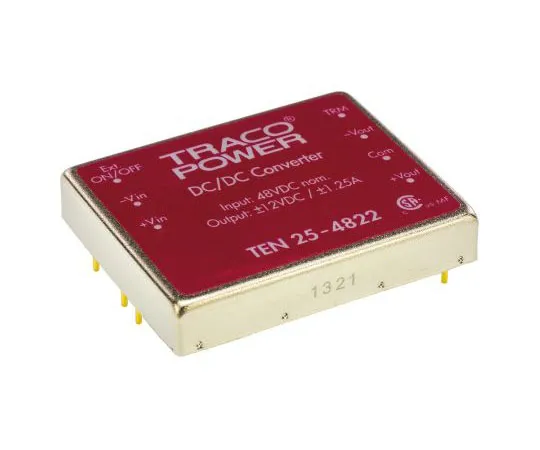 63-7544-47 TRACOPOWER TEN 25 25 W, 30 W Isolated DC-DC Converter Through Hole, Voltage in 36 → 75 V dc, Voltage out ±12V dc TEN 25-4822