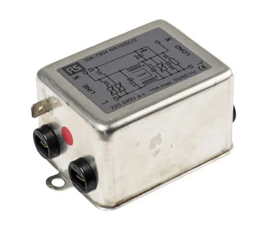 63-7423-09 RS Pro 10A 240 V dc 50/60Hz Chassis Mount RFI Filter, with Fast-On Terminals 206-7904