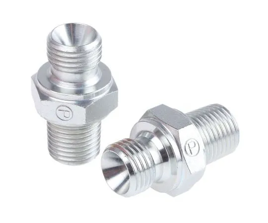 63-7410-54 Parker Hydraulic Straight Threaded Adapter 4-4F3MK4S, Connector A G 1/4 Male, Connector B R 1/4 Male 4-4F3MK4S