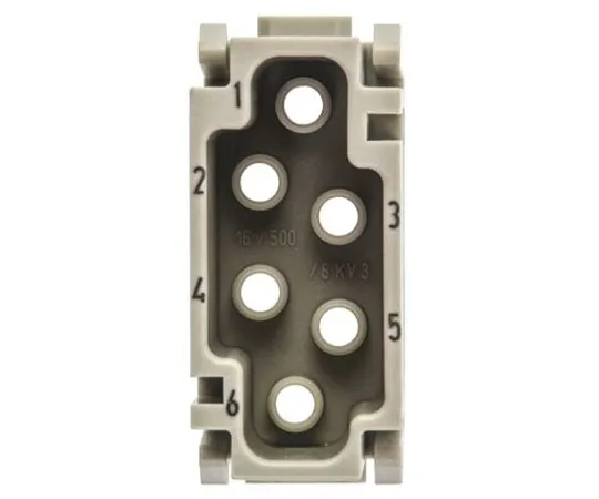 63-7431-22 Han-Modular Series Male Module, 6 Way, Han E 9140063001