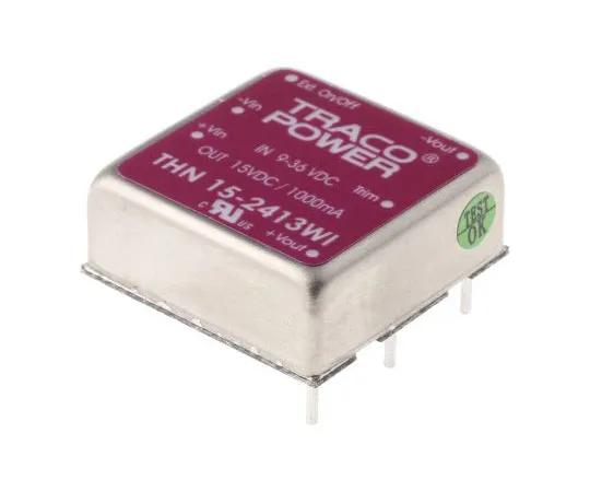 63-7357-98 TRACOPOWER THN 15WI 15W Isolated DC-DC Converter Through Hole, Voltage in 9 → 36 V dc, Voltage out 15V dc THN 15-2413WI