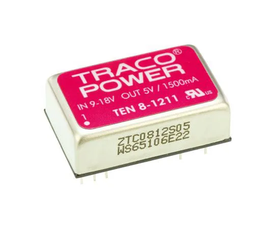 63-7537-34 TRACOPOWER TEN 8 8W Isolated DC-DC Converter Through Hole, Voltage in 9 → 18 V dc, Voltage out 5V dc TEN 8-1211