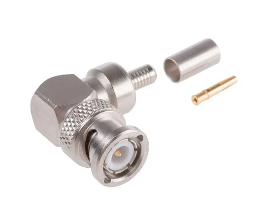 63-7475-20 Radiall Right Angle 50Ω Cable Mount BNC Connector, Plug, Nickel, Crimp Termination, RG141, RG58 R141182000W