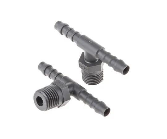 63-7535-17 Tee Male Hose Coupling 1/4in, 1/4 in R Male, Polyamide 419-7366