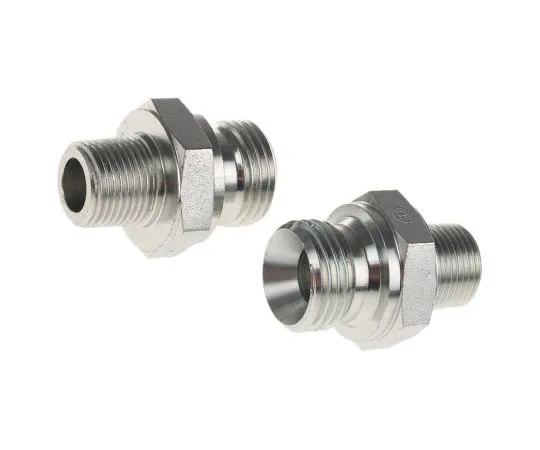 63-7410-57 Parker Hydraulic Straight Threaded Adapter 8-8F3MK4S, Connector A G 1/2 Male, Connector B R 3/8 Male 8-8F3MK4S